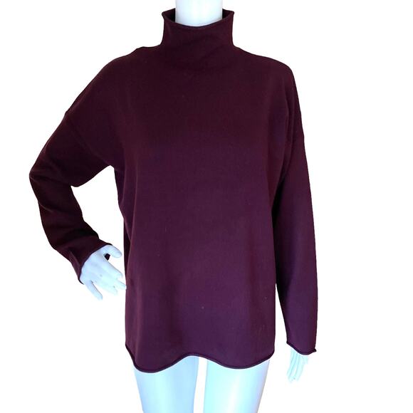 NWT French Connection Mock Neck Oversized Sweater XS/S Merlot Minimalist Preppy - Picture 1 of 10